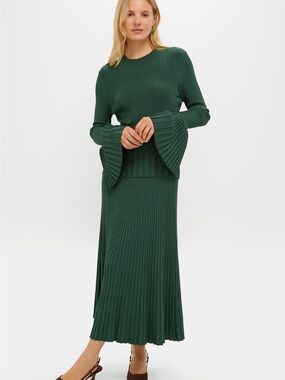 Zimmermann Green Pleated Sweater and Skirt Set
